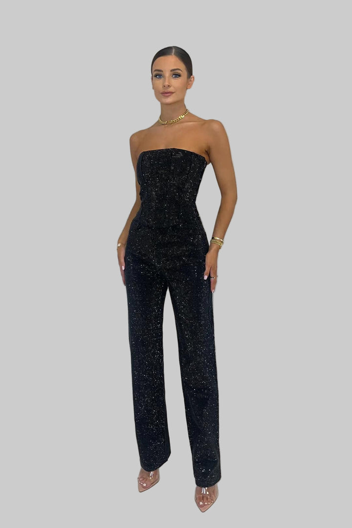 Women’s Strapless Jumpsuit Full Length Straight Leg