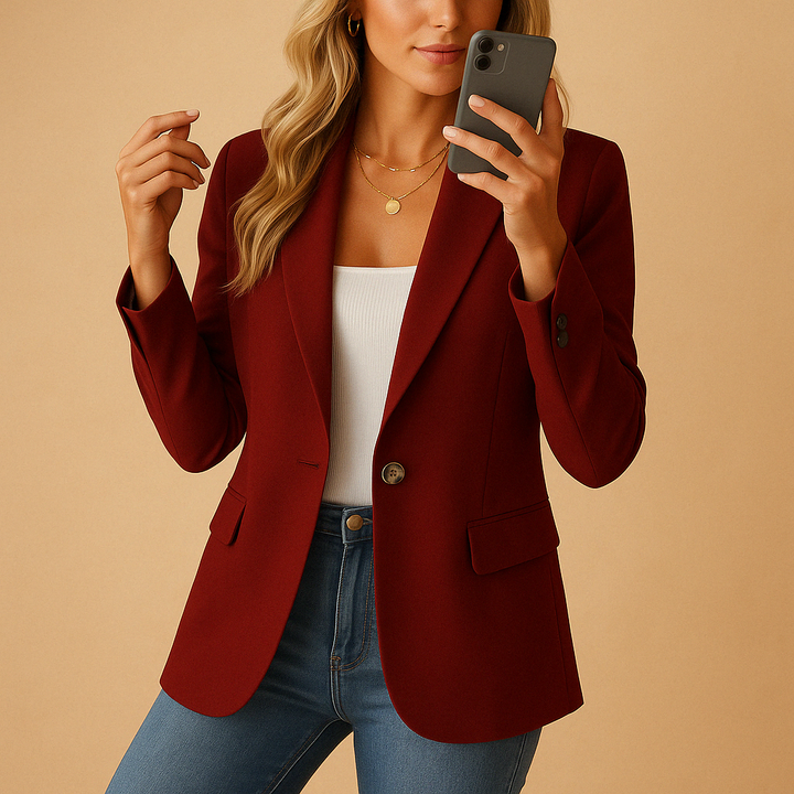 Women's Blazer - Fitted Tailored Stretch Design for Versatile Looks