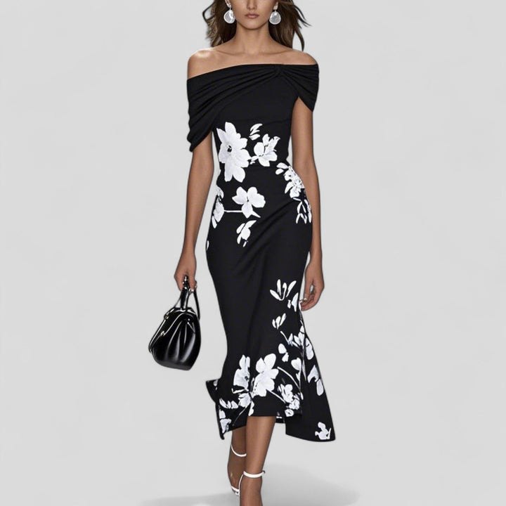 Women’s midi dress off shoulder floral print
