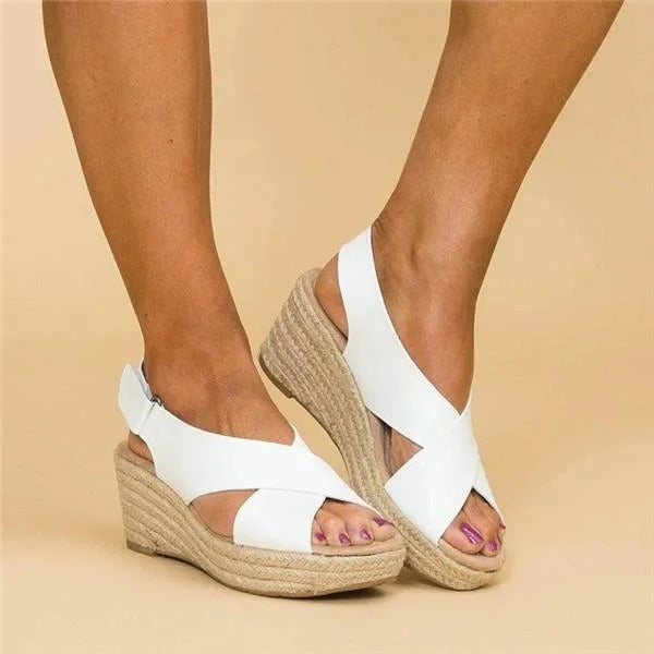 wedge espadrille sandals cross straps women