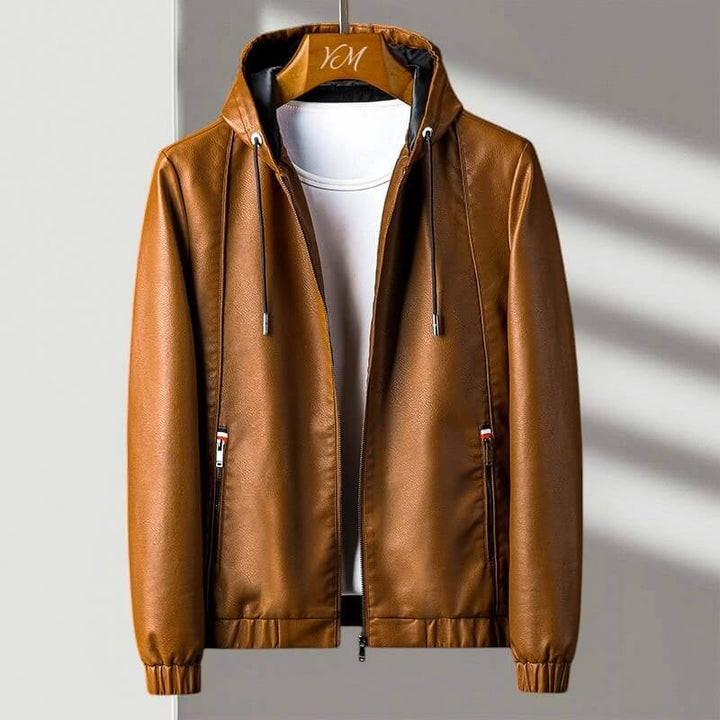 Men's Hooded Leather Jacket - Aspen Style