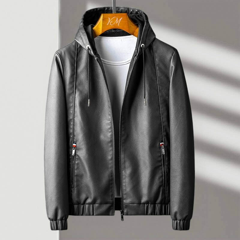 Men's Hooded Leather Jacket - Aspen Style