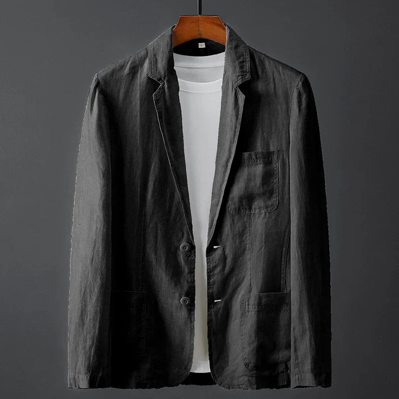 Men linen jacket button closure regular fit