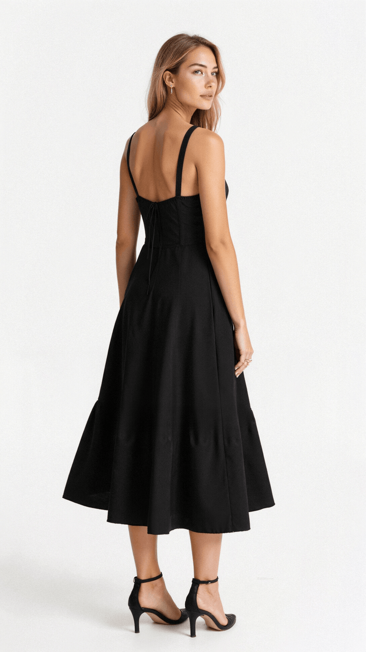 Women's Corset Midi Dress - Elegant, Figure-Flattering Style