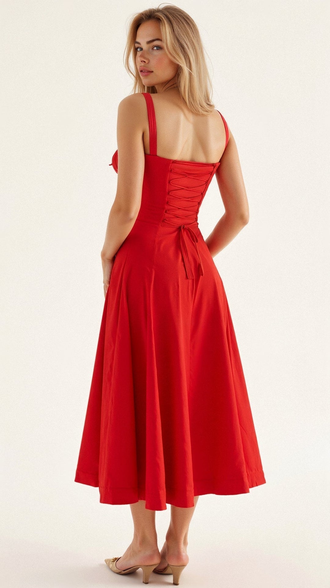 Women's Corset Midi Dress - Elegant, Figure-Flattering Style