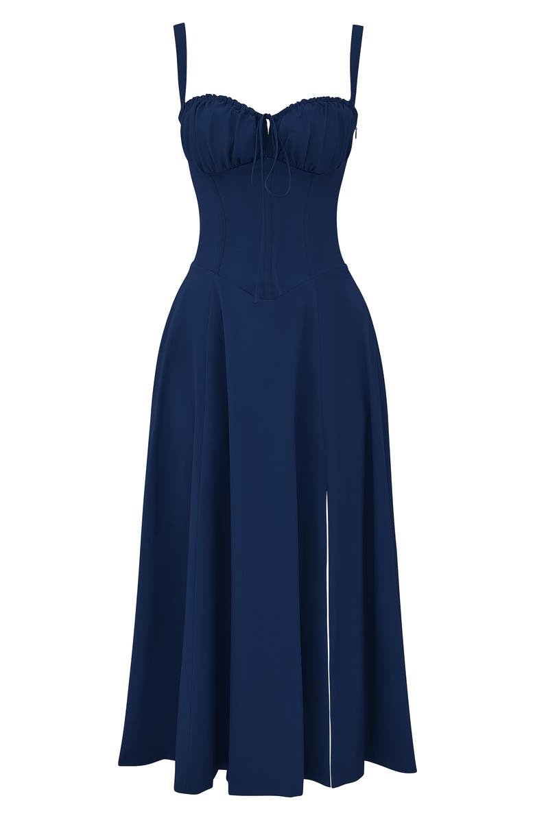 Women's Corset Midi Dress - Elegant, Figure-Flattering Style