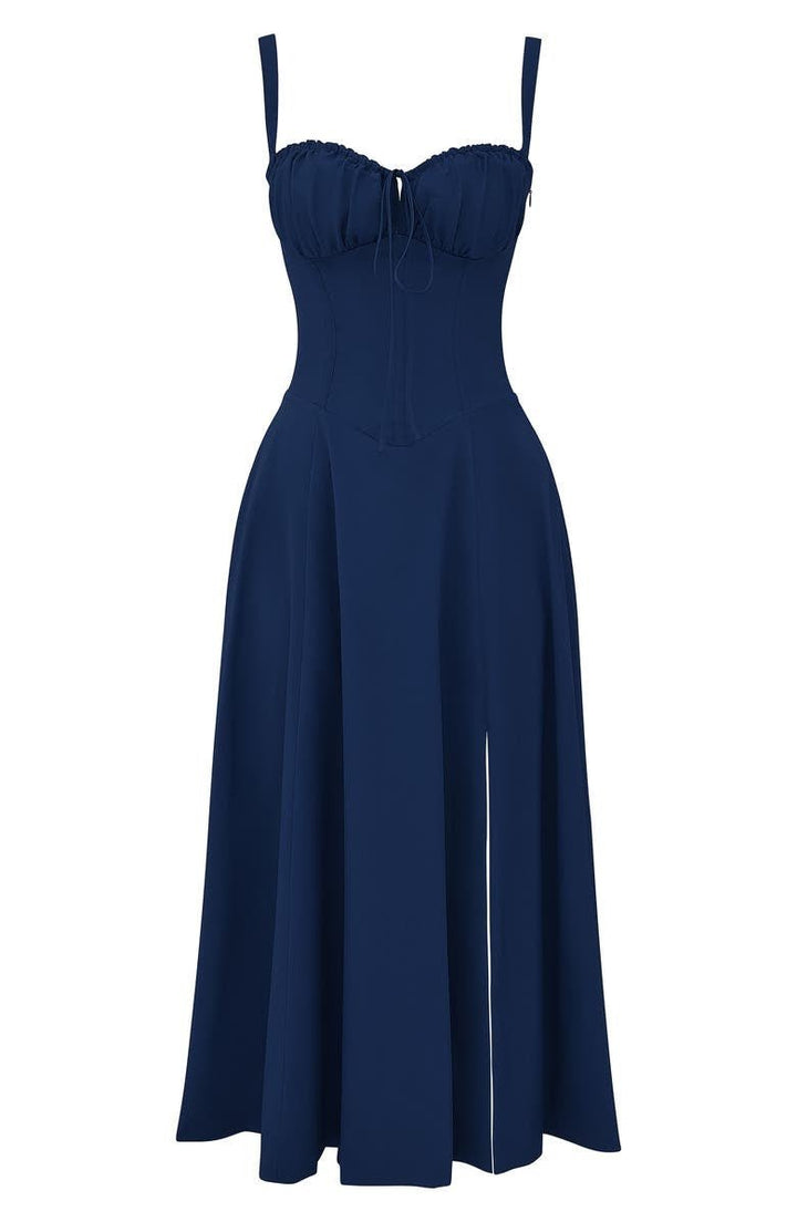Women's Corset Midi Dress - Elegant, Figure-Flattering Style