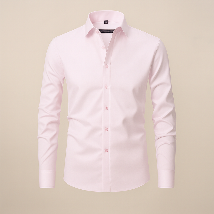 Men's Long-Sleeved Shirt - Classic Fit with Wrinkle-Free Finish